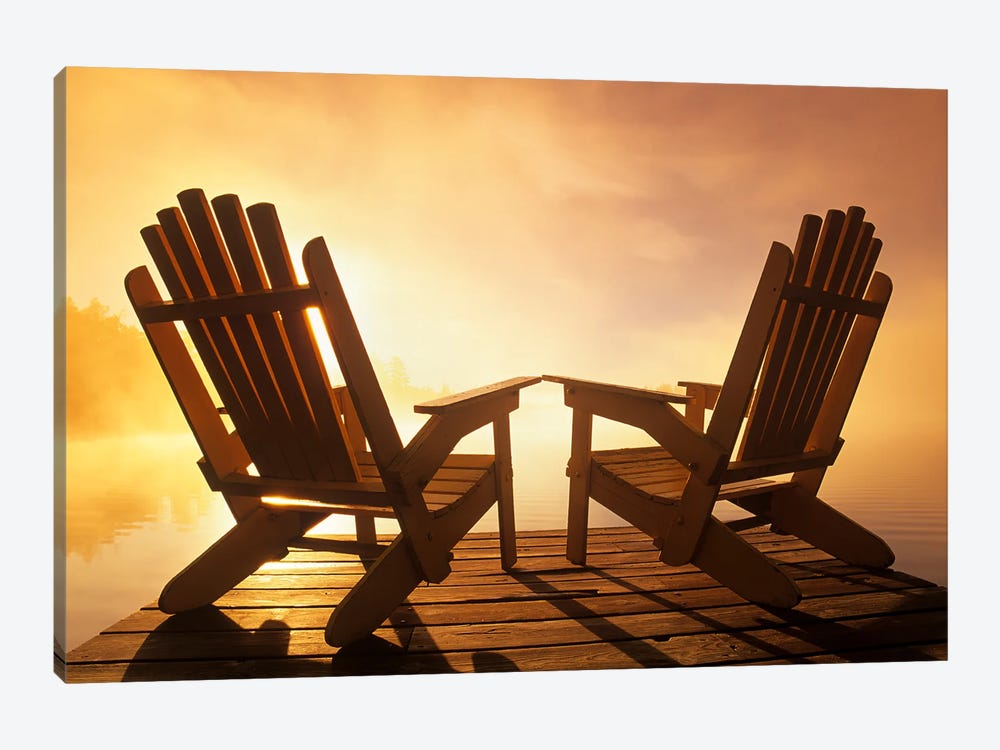 Misty Morning On A Dock by Dave Reede 1-piece Canvas Artwork