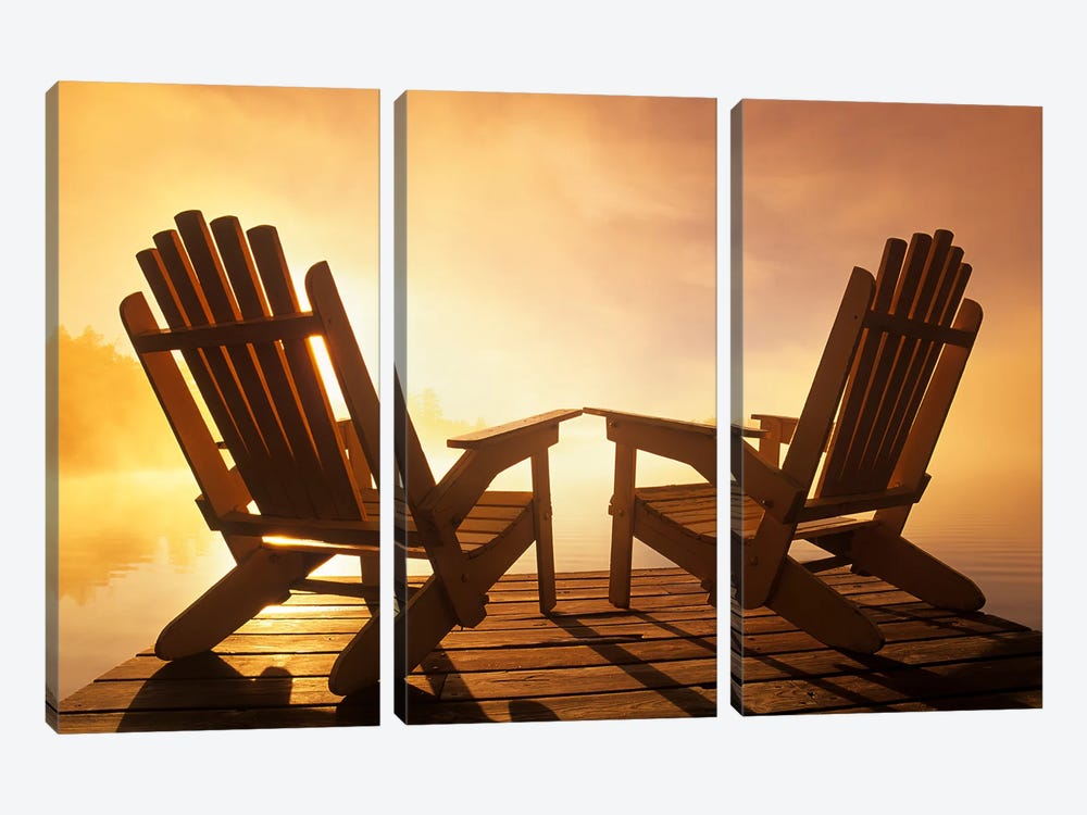 Misty Morning On A Dock by Dave Reede 3-piece Canvas Art