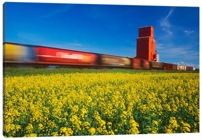 Rail Cars On The Move Canvas Art Print - Dave Reede