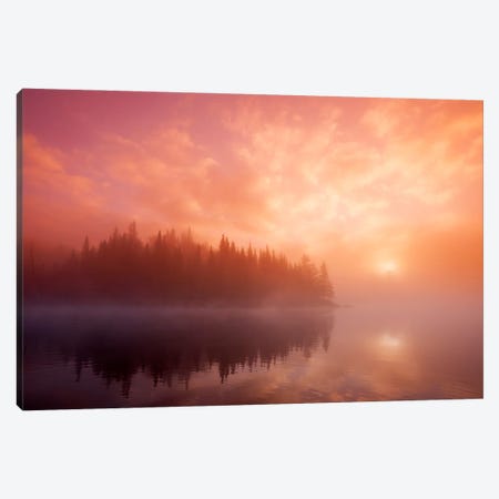 Sunrise Over Misty Lake Canvas Print #RVD73} by Dave Reede Art Print