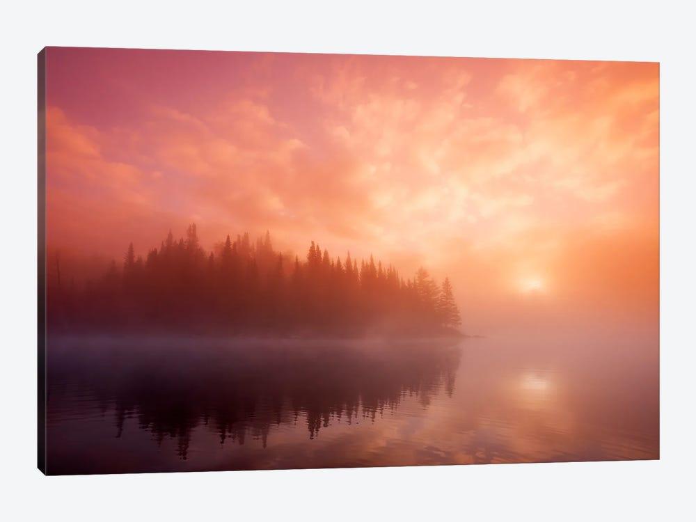 Sunrise Over Misty Lake by Dave Reede 1-piece Canvas Wall Art
