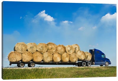 Trucking The Bales Canvas Art Print - Dave Reede