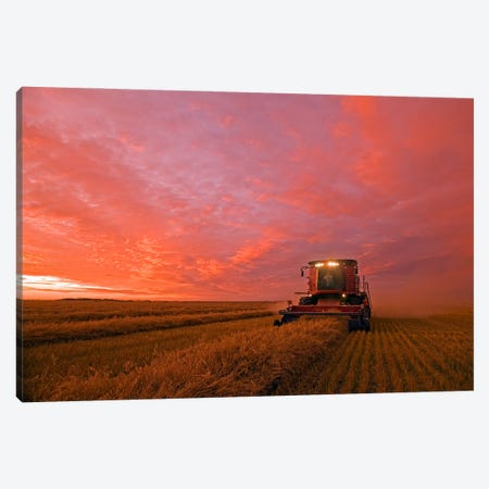 Working Late To Bring In The Crop Canvas Print #RVD88} by Dave Reede Canvas Wall Art