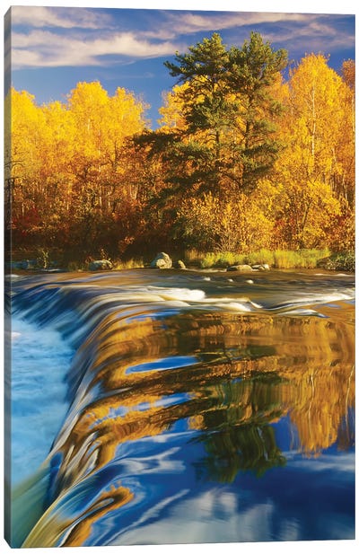Autumn Along The Whiteshell River Canvas Art Print - Waterfall Art