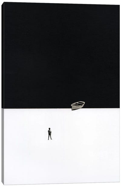 Ashore Canvas Art Print - Black & White Abstract Art