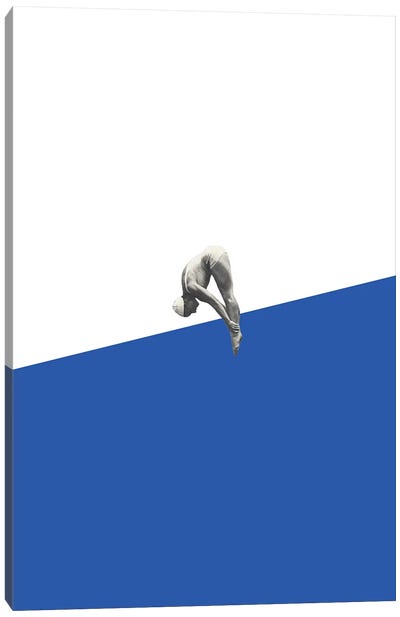 Diver Blue Canvas Art Print - Free Falling
