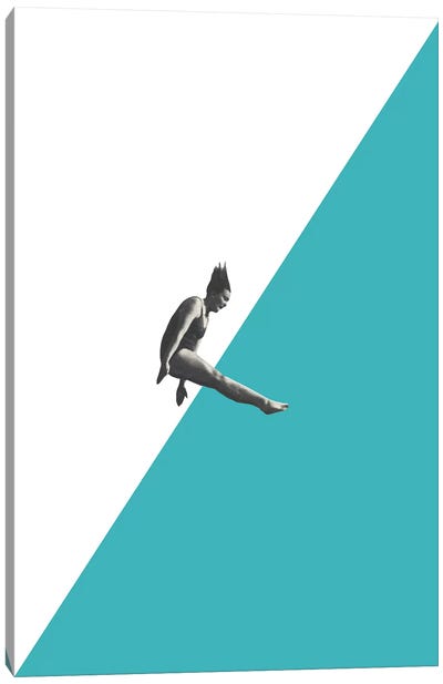 Diver Turquoise Canvas Art Print - Fitness