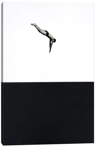 Dive Canvas Art Print - Black & White Abstract Art