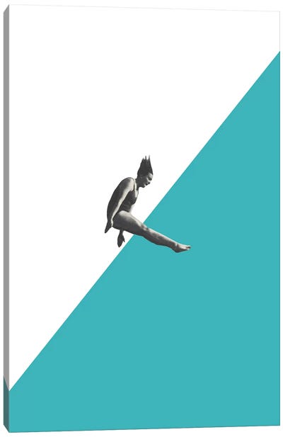 Diver (Torquoise) Canvas Art Print - Gymnastics
