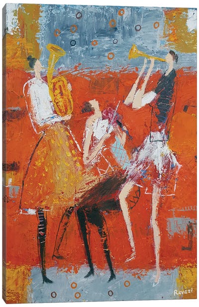 Female Trio Canvas Art Print - Red Art