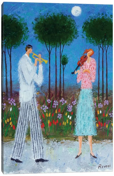 Night Music Canvas Art Print - Trumpet Art