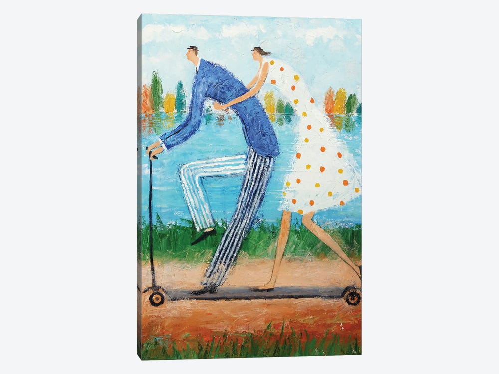 On The Kick Scooter by Gia Revazi 1-piece Canvas Artwork