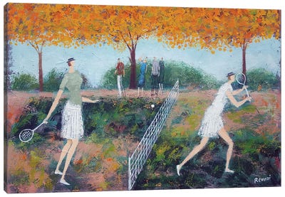 Playing Tennis Canvas Art Print - Grandpa Chic