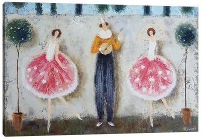 Clown And Ballerinas Canvas Art Print - Gia Revazi