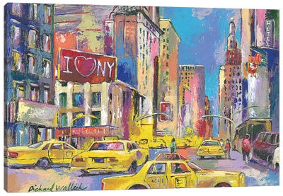 New York Taxi Canvas Art Print - 3-Piece Urban Art