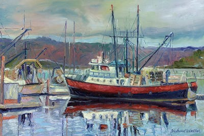 Red Boat by Richard Wallich framed canvas print