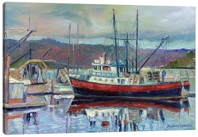 Red Boat Canvas Art Print - Richard Wallich