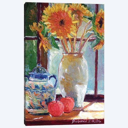 Sunflowers In A Vase Canvas Print #RWA172} by Richard Wallich Canvas Wall Art