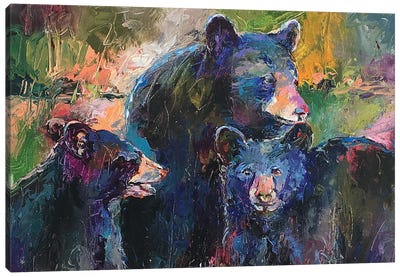 Art Bear Family Canvas Art Print - Black Bear Art