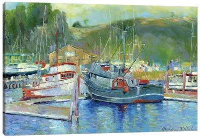 Fishing Boats On Oregon Coast II Canvas Art Print - Richard Wallich