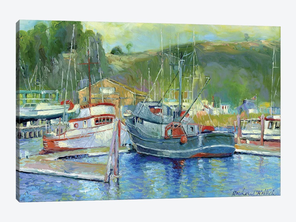 Fishing Boats On Oregon Coast II by Richard Wallich 1-piece Canvas Art Print