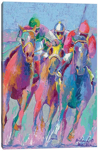 Horse Race II Canvas Art Print - Psychedelic Coral