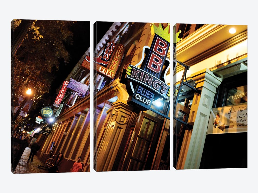Neon Signs Along 2nd Avenue, The DISTRICT, Nashville, Davidson County, Tennessee, USA by Richard Wright 3-piece Canvas Art