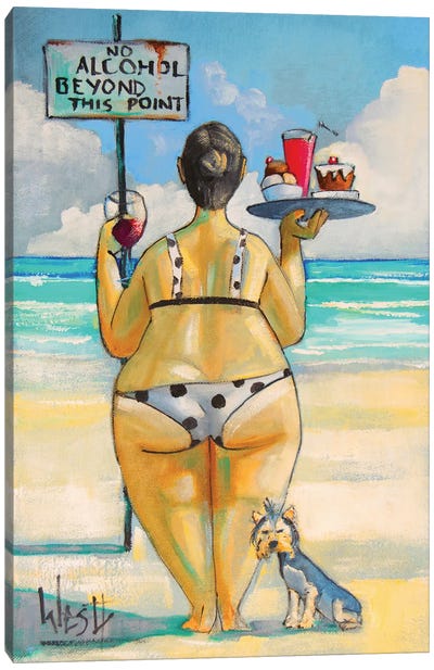 No Alcohol Beyond This Point Canvas Art Print - Women's Swimsuit & Bikini Art