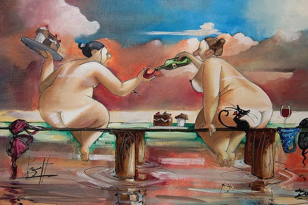 Ronald West: Wine And Cake On The Jetty by Ronald West