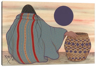 Basket Moon Canvas Art Print - Tan Art