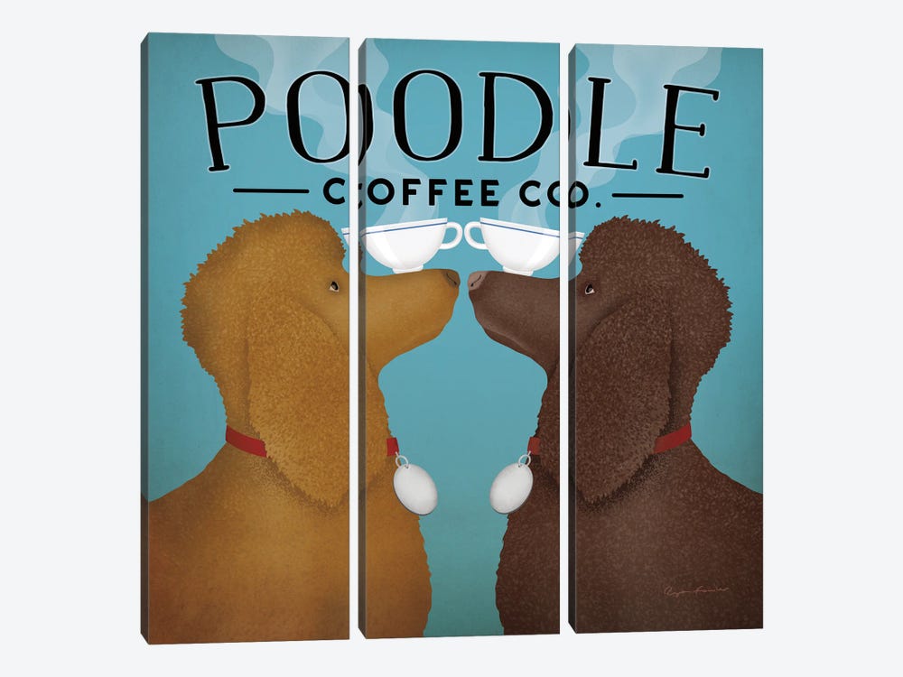Double Poodle Coffee by Ryan Fowler 3-piece Canvas Art Print