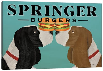 Springer Burgers Canvas Art Print - Welsh Springer Spaniel Art