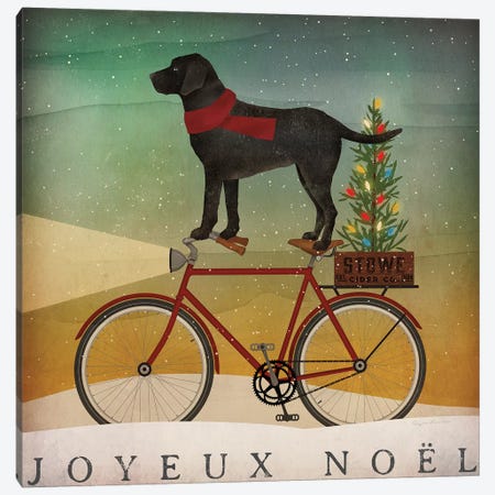 Black Lab on Bike Christmas Canvas Print #RYF1} by Ryan Fowler Canvas Wall Art