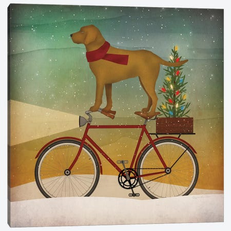 Yellow Lab on Bike Christmas Canvas Print #RYF4} by Ryan Fowler Art Print