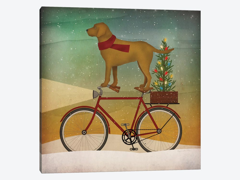 Yellow Lab on Bike Christmas by Ryan Fowler 1-piece Canvas Art