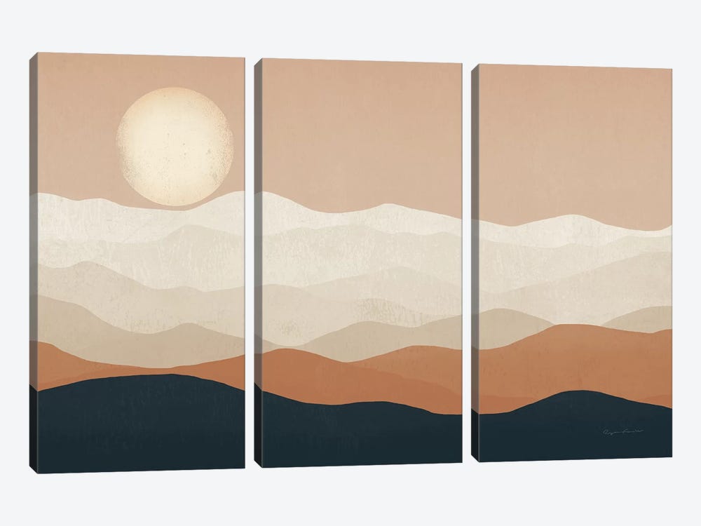 Mojave Mountains and Moon Portrait by Ryan Fowler 3-piece Canvas Artwork