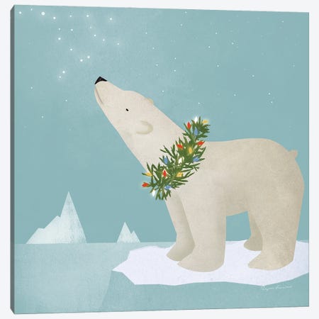 Holiday Polar Bear Canvas Print #RYF9} by Ryan Fowler Canvas Art