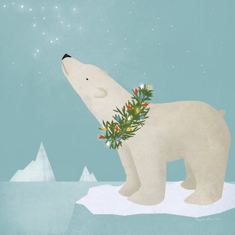 Holiday Polar Bear by Ryan Fowler wall art