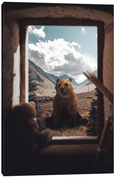 Love Unbearably Canvas Art Print - Grizzly Bear Art