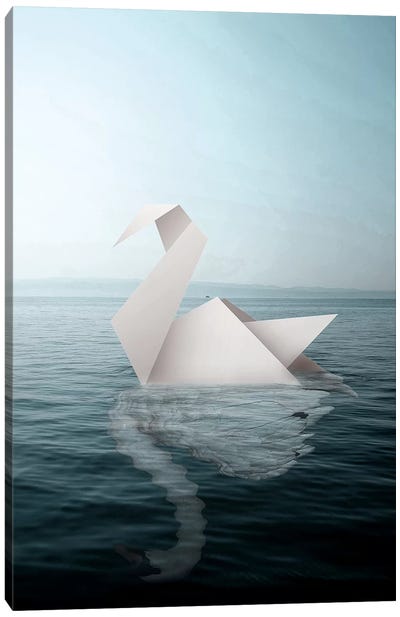 Paper Swan Canvas Art Print - Composite Photography