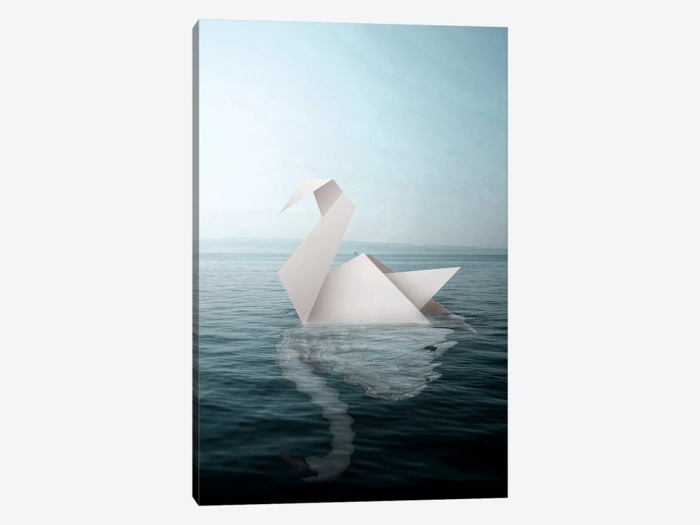 Paper Swan by Shaun Ryken 1-piece Canvas Art