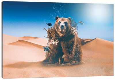Great BearierReef Canvas Art Print - Grizzly Bear Art