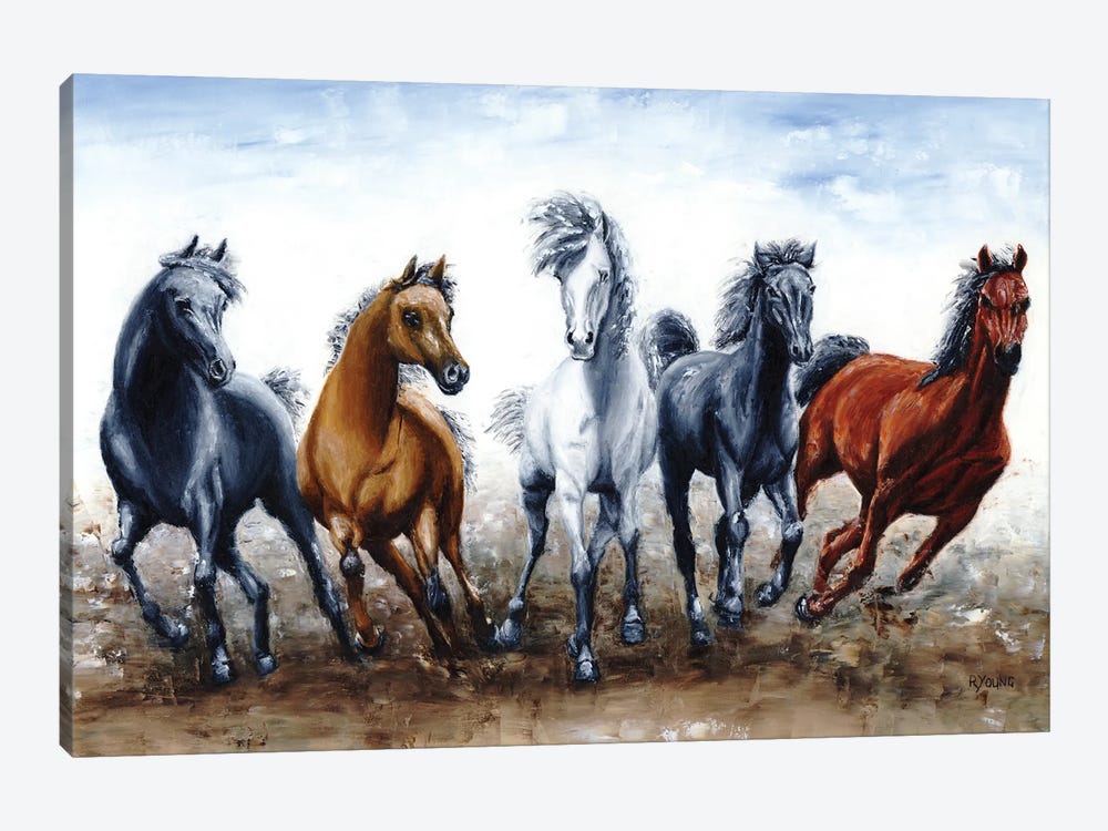 Wild Arabians by Richard Young 1-piece Canvas Art
