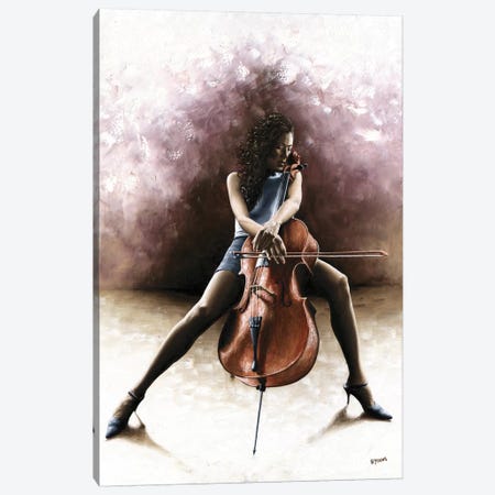 Tranquil Cellist Canvas Print #RYO47} by Richard Young Canvas Artwork