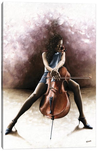 Tranquil Cellist Canvas Art Print - Classical Music Art