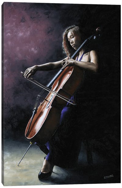Emotional Cellist Canvas Art Print - Musician Art