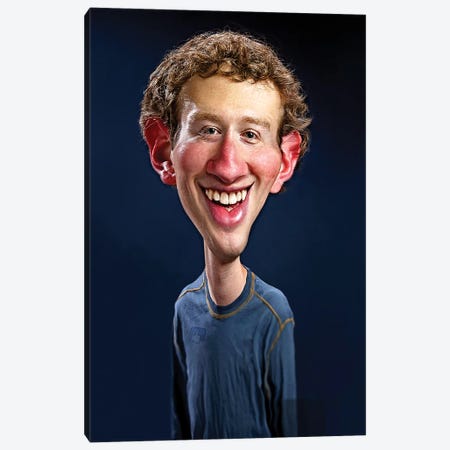 Mark Zuckerberg Canvas Print #RYP107} by Rodney Pike Art Print