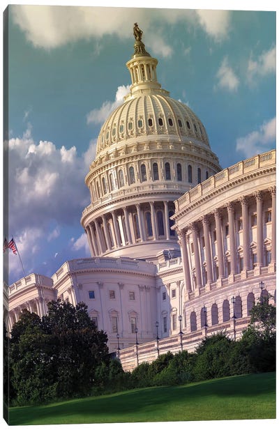 US Capital Canvas Art Print - American Flag Art