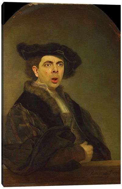 Rowan Rembrandt Self Portrait Canvas Art Print - Sitcoms & Comedy TV Show Art