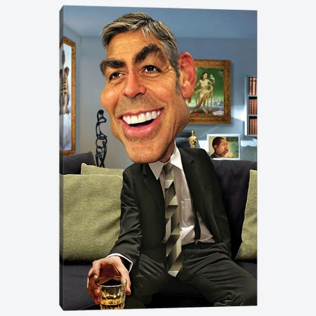 George Clooney Canvas Print #RYP14} by Rodney Pike Canvas Wall Art